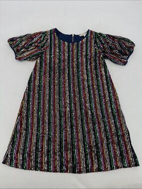 Hannah Banana Girls Multi Color Rainbow Sequin Puff Sleeve Holiday Party Dress